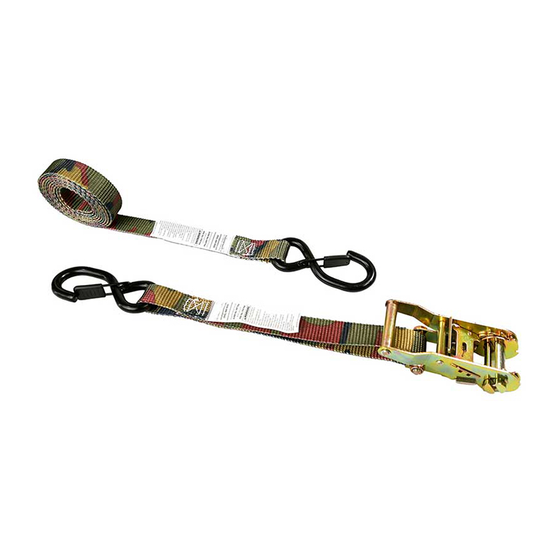 1'' X 8' kamouflage järnhandtag spärrrem med vinylbelagd S-krok och hållare 1'' X 8' kamouflage järnhandtag spärrrem med vinylbelagd S-krok och hållare