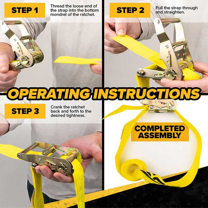 Force 2 X 20' Yellow Heavy-Duty Endless Ratchet-rem
